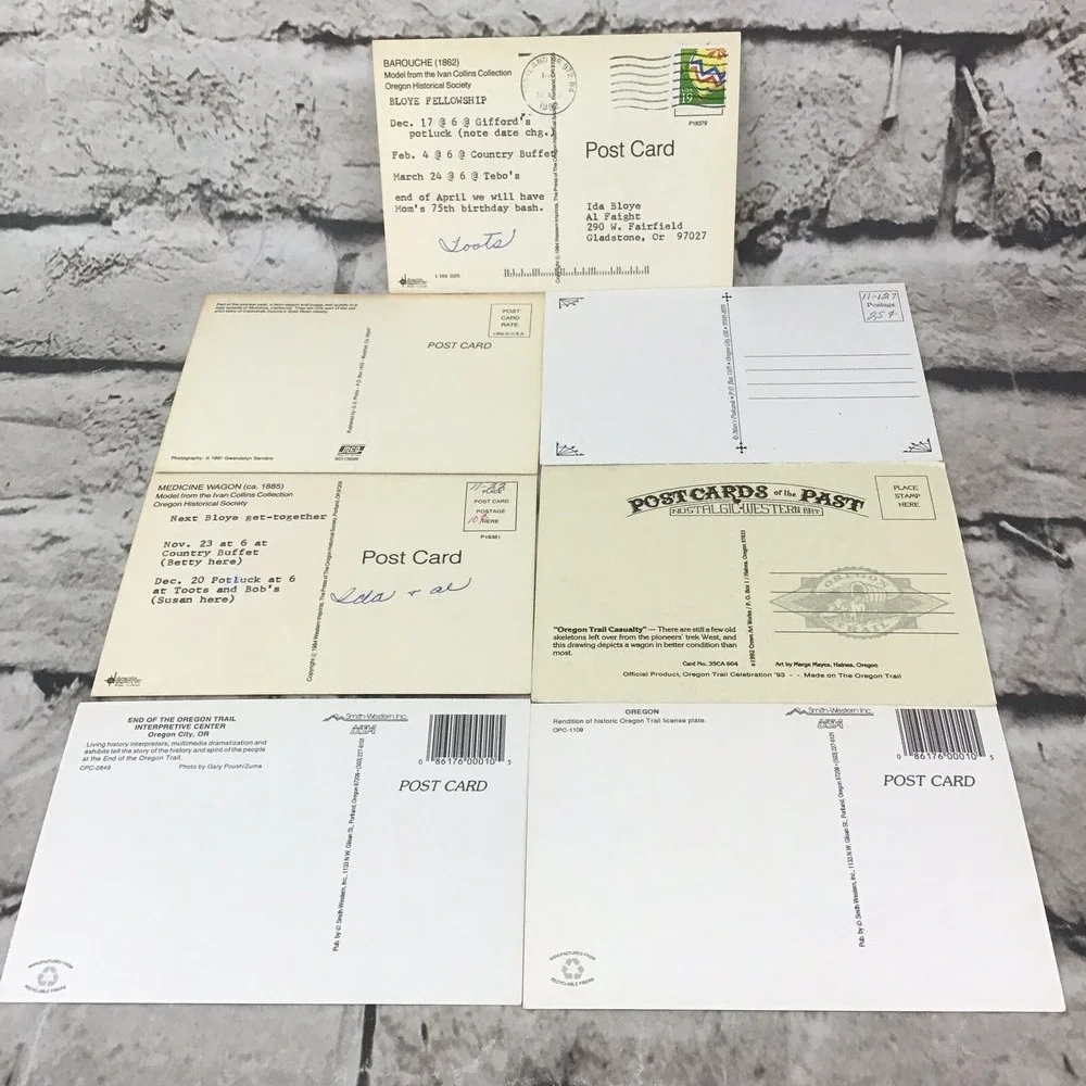 Vintage Postcards Oregon Trail Covered Wagons Pioneers Lot Of 7 Collectible